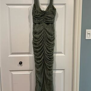 Selfie Leslie Olive Green Ruched Midi Dress